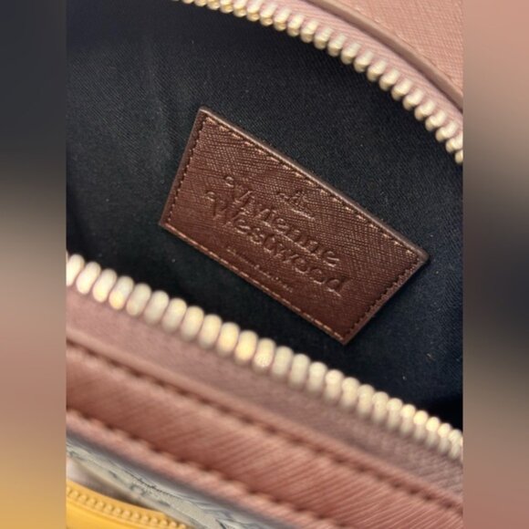 🆕 VIVIENNE WESTWOOD 🧿 NWT Debbie Round Crossbody Bag, Brown & Jacquard - AUTH - Picture 12 of 15